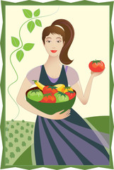 Happy Vegetable Garden Lady