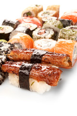 Different types of sushi.