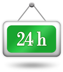 Open twenty four hour sign over white