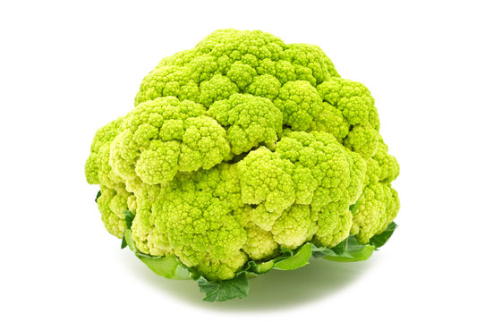 green cauliflower on white background