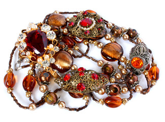 feminine jewellery isolated on a white