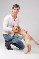 handsome man with dog