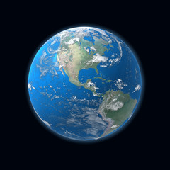 high detailed globe map, america