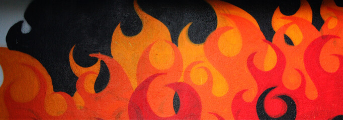 Fire graffiti wall