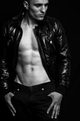 Fashion - handsome sexy man with nice abdomen