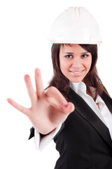 Business woman signaling ok