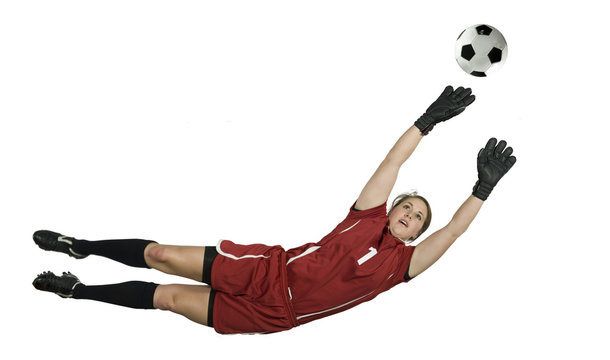 Soccer Goalie Jumping For Ball