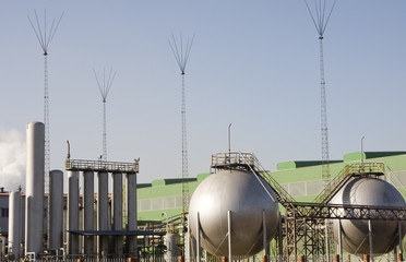 Oil tanks on pumping station, Kazakhstan