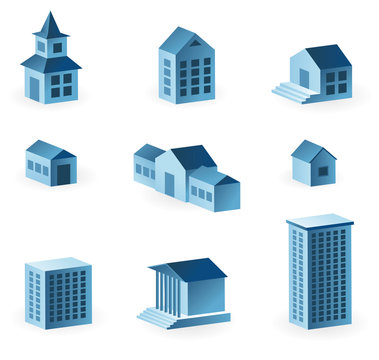 set of 9 house icons