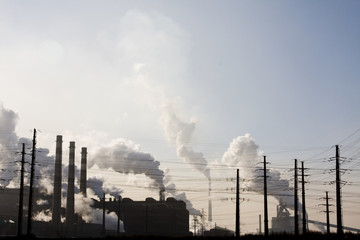 Industry of china, with chimneys belching smoke 