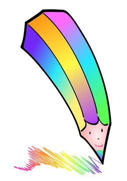 colorful pencil drawing rainbow lines clip art preview