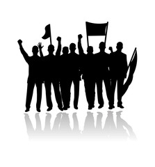 riot and protest crowd vector silhouette