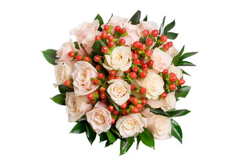 beautiful bouquet of salmon color roses