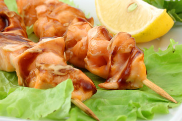 Shish kebab from a salmon