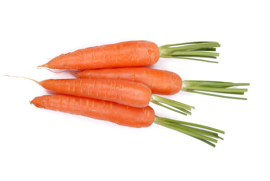The carrots on a white