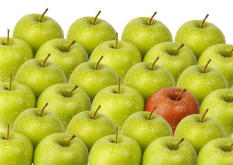 green apples with red apple