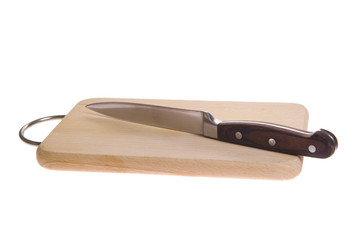 Cutting board with knife