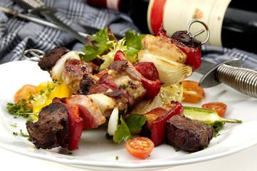 Grilled meat on a spit