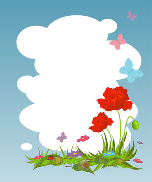 Background for your text with red poppies