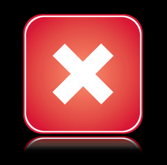 Obraz premium Red square sign cancel action cross over black