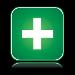 Green square sign approve action plus over black
