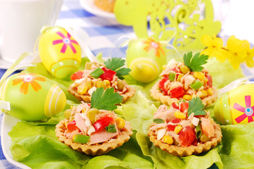 tuna salad in tartlets for easter