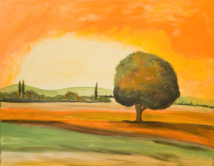 Mediterrane Landschaft in Acryl