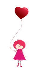 illustrated abstract little girl for valentine's day