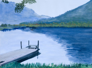 Idyllischer See in Acryl