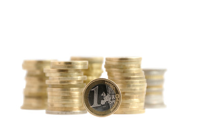 coins money piles (isolated)