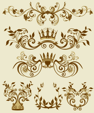 floral decorative patterns in stiletto baroque and rococo