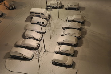 parking sous la neige