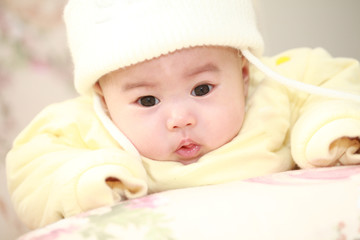 close up of cute asia baby
