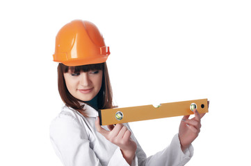 Charming girl the builder