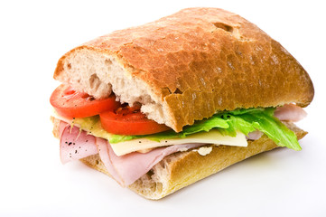 Sandwich on white background