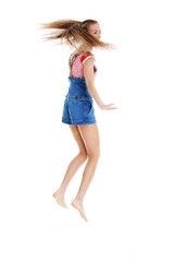 Full length action view  girl jumping in air