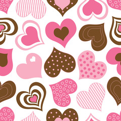 Brown and Pink Hearts Pattern - 19614583