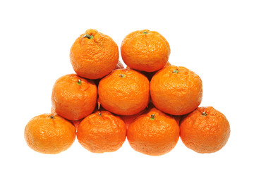 Pile of tangerine on the white background