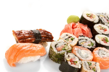 Different types of sushi.