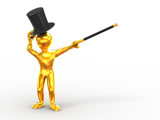 Obraz premium Men with stick and hat