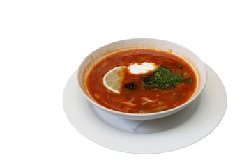 Soup plate with solyanka