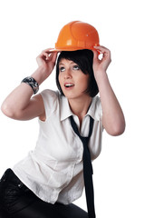 Charming girl the builder