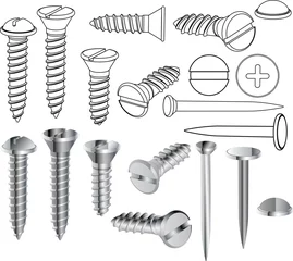 Zelfklevend Fotobehang screws and nails © liusa