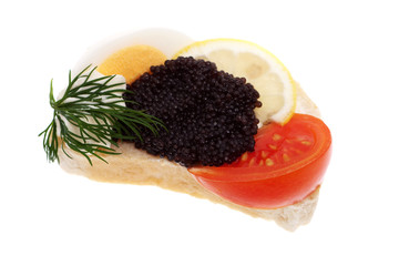 Sandwich garniert mit Kaviar