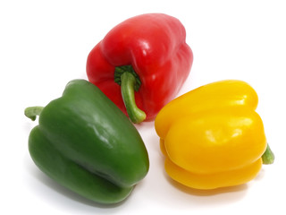 three colorful paprikas