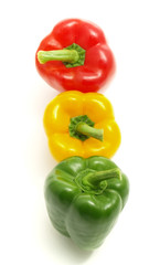 three colorful paprikas