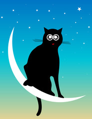Obraz na płótnie Canvas cat at the moon