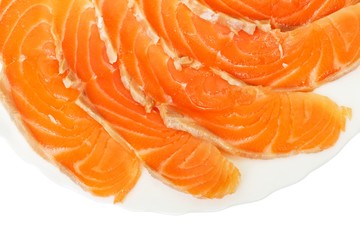 pieces of salmon meat on a plate