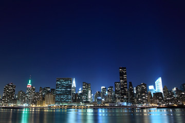 New York City skyline at Night Lights, Midtown Manhattan