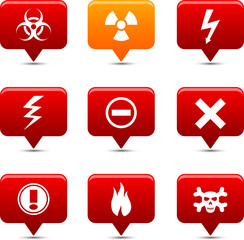 Warning   button set. Vector illustration.